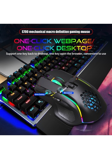 Springsun Hxsj S700 10 Tuşlu Programlanabilir Rgb Aydınlatmalı Oyun Faresi - 12800 Dpı, 20m Tıklama Ömrü 001