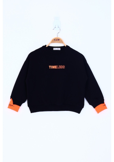 Toontoy Kız Çocuk Timeless Baskılı Sweatshirt Turuncu