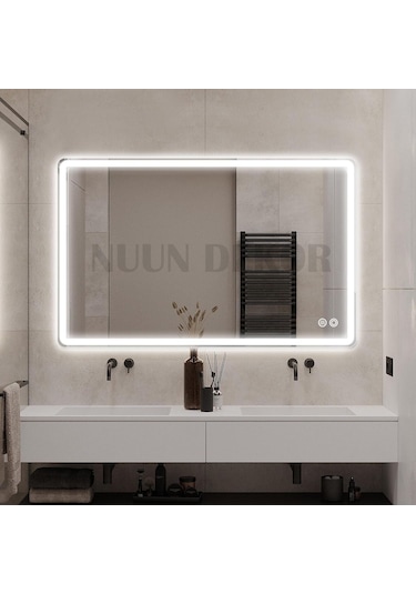 100x80 Cm Buğu Çözücülü Di Kdörtgen Ayna Di Mmer Özelli Kli Beyaz