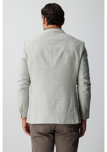 Erkek Gri Slım Fıt / Dar Kalıp Geniş Kırlangıç Ceket-20009 Gri