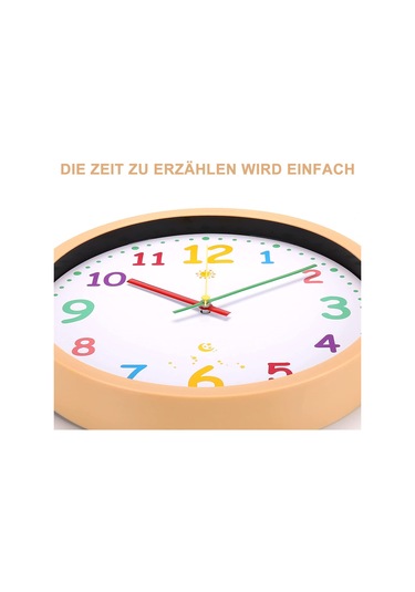 30 Cm Çocuk Öğrenme Saati, Tik Tak Etmeyen Sessiz Duvar Saati, Pille Çalışan Dekoratif Saat, Kolay Okunabilen Renkli Duvar Saatleri Diğer