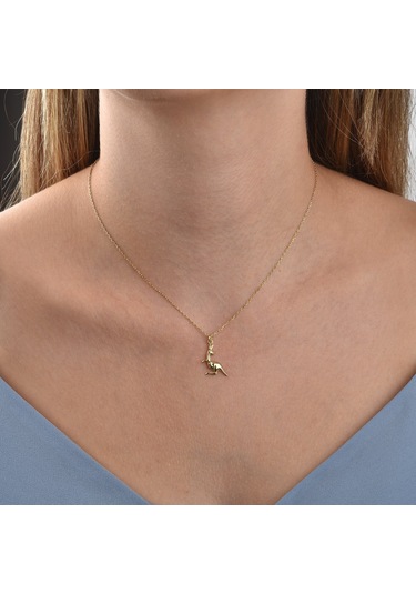 14 Ayar Mikron Altın Kaplama Kanguru Figürlü Gümüş Kolye - Cn00474 Altın