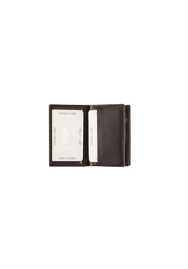 Gencer Leather Hakiki Deri Dikey Kartlık Kahverengi Kahve