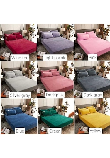 Pembe Süper Sıcak Yumuşak Flanel Yatak Örtüsü 25 Cm Evrensel Yatak Koruyucu Ped Kristal Kadife Lastikli Çarşaf Ç. K. Alez 56476887 Pembe
