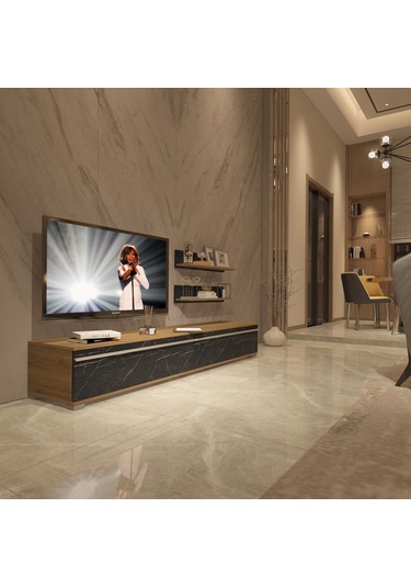 Decoraktiv Eko 4 Mdf Std Tv Ünitesi Tv Sehpası Pera - Siyah Mermer