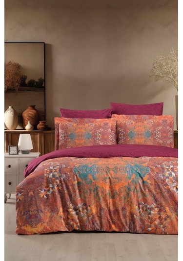 Heritage Dijital Ranforce Çift Kişilik Nevresim Takımı Opulent Bordo