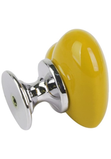 Homyl Kalp Şekilli Seramik Kapı Çekmece Dolap Kolu Sarı L