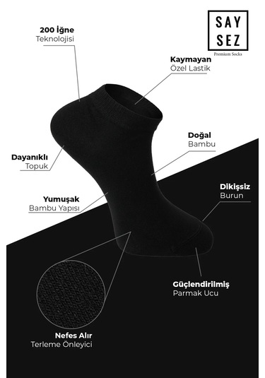 Bambu Kadın Patik Düz Asorti Çorap Dikişsiz Premium Kutulu 6'lı Beyaz - Gri - Siyah Bambu Kadın Patik Düz Asorti Çorap Dikişsiz Premium Kutulu 6'lı Beyaz - Gri - Siyah