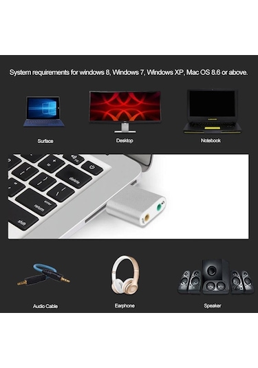 Usb 7.1 Ses Kartı Sound Card Usb Mikrofon Kulaklık Çevirici
