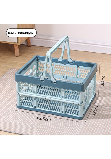 Snapbuy Katlanır Sepet, Alışveriş, Piknik, Market, Taşıma, Depolama Ve Kamp İçin Uygundur Ekstra Büyük Boy Mavi