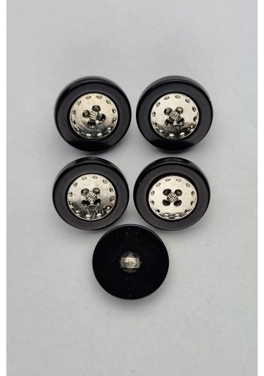 Küçük Ortası Metal Akrilik Füme Kaban Çeket Hırka Yelek Düğmesi 5 Adet