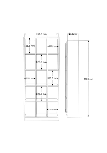 Robin Home Vera Geniş Kitaplık 15 Raflı 180cm Beyaz