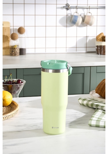 Emsan Star Ice Pipetli Çelik Sızdırmaz Termos Mint 900 Ml Yeşil