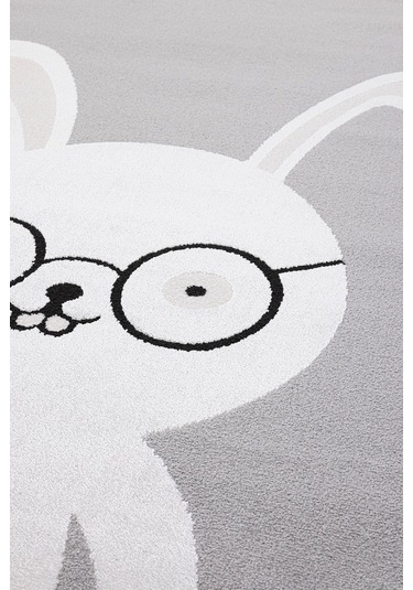 Sparkle Gri Krem Tavşan Figürlü Hayvan Figürlü Çocuk Odası Halısı Gri
