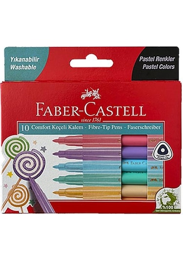 Faber Castell Pastel Renkler Comfort Keçeli Kalem 10'lu