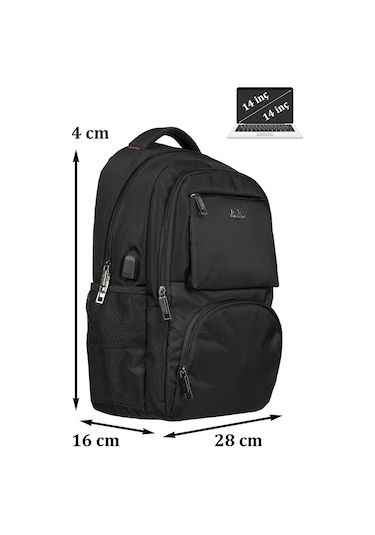 Case Club 13,3-14 İnç Siyah Laptop Sırt Çantası Su Geçirmez Kumaş Darbe Emici Koruma