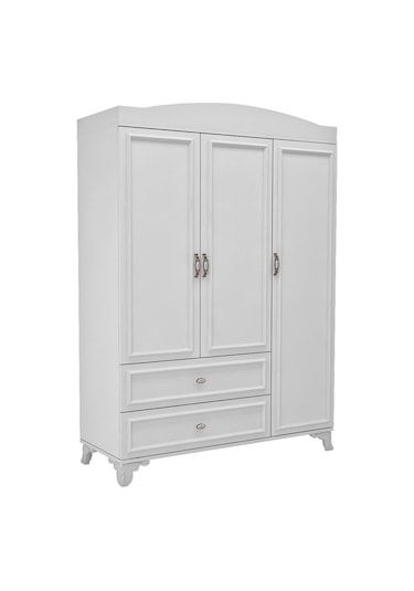 Baby Darling %100 Mdf Lisa 135cm 3 Kapaklı Dolap Beyaz Beyaz