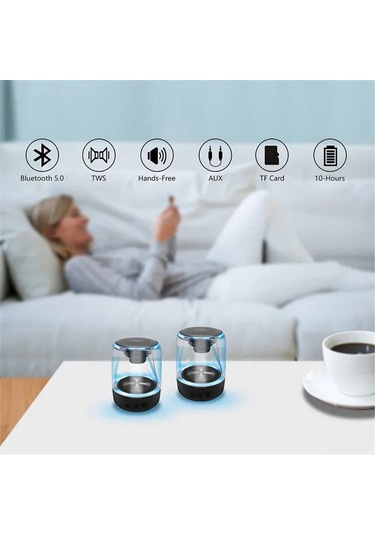 Singree Kablosuz Bluetooth Hoparlör - 7 Renkli Led Işık, Tws Stereo Ses, Taşınabilir, 8 Saat Çalma Süresi
