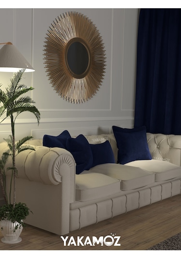 Lacivert Kırlent , Yastık Kılıfı Kadife Görünümlü Velvet Touch Serisi Lacivert