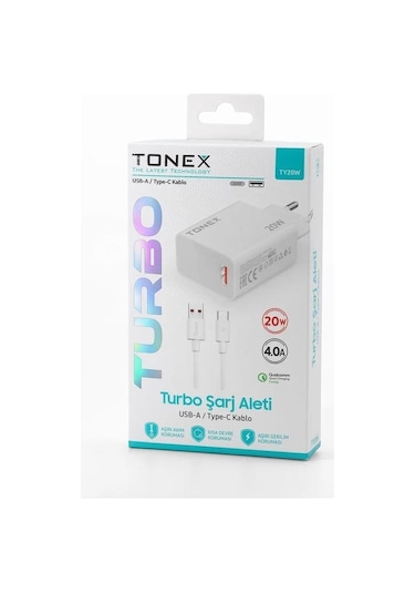 Tonex 20w 4.0a Usb To Type-c Turbo Şarj Başlığı+kablolu Şarj Aleti - Ty20w
