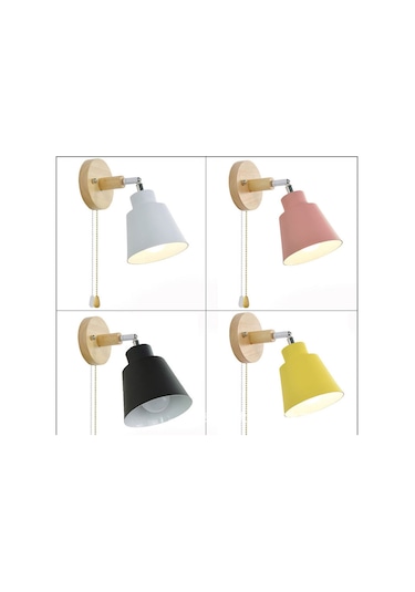Modern Minimalist Macaron Başucu Duvar Lambası Ahşap Renk All5270819 Diğer