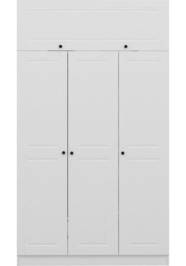 Minar Kale 3 Mebran Kapaklı 2 İç Çekmeceli Dolap Ve Yüklük Beyaz 235cm Beyaz