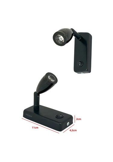 Shuıvan Led Okuma Lambası Günışığı 12v 3w Kısa - Siyah-1183