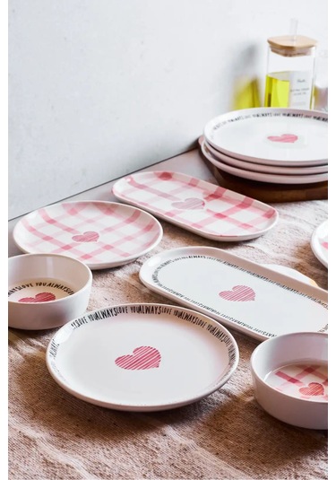 Hearts 10 Parça 4 Kişilik Kahvaltı Takımı Cokrenklı Pembe