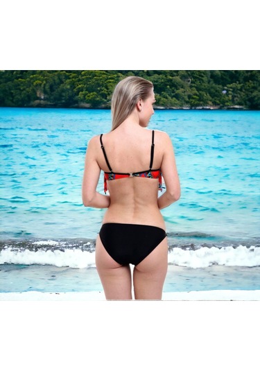 Shopiolog Desenli Püsküllü Straplez Bikini