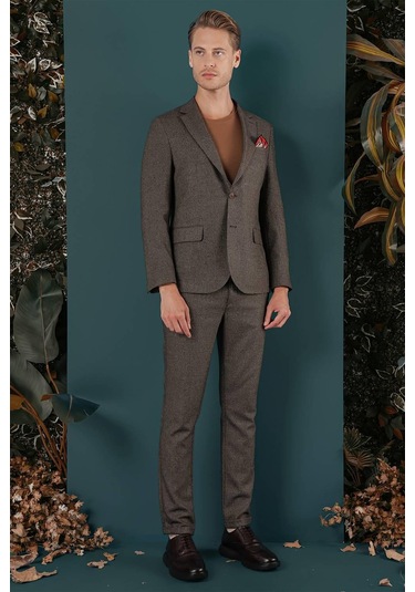 C 658 Slim Fit Kahve Spor Ceket Kahverengi