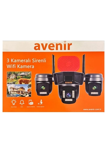 Veesky+ S308 3 Kameralı 6mp 4k Ultrahd Wifi Kamera Siren Gece Görüş