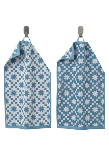 Ikea Pılguldmal Mavi-beyaz 30x50 Cm El Havlusu 2 Adet Beyaz - Mavi