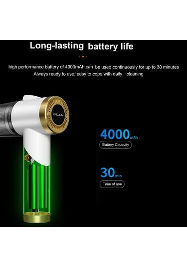 Tenfowee Q8 Siyah Kablosuz Süpürge - Taşınabilir Elden Fırlatılabilir - 9000pa Emme Gücü - Ev Ve Araba İçin - Usb Şarjlı