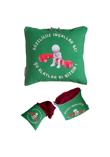 Düzeleceğiz İnşallah Be Baskılı Wellsoft Diz Battaniyeli Opsiyonel Yastık Şal