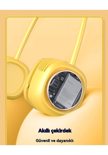 Soulader Sevimli Sarı Ördek Tasarımlı Taşınabilir Katlanabilir Usb İle Çalışan Mini Boyun Klipsli Serinletici Fan