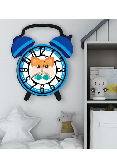 Bk Gift Kişiye Özel Hayvan Figürlü Retro Çalar Saat Tasarımlı Kabartma Figürlü Ahşap Çocuk Duvar Saati-14, Ev Dekoru, Çocuk Odası Aksesuar Bitmeyencom Çok Renkli