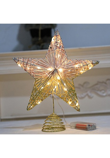 Suntek Ağacı Topper İç Mekan Kullanımı Işıklı Yılbaşı Dekorasyon Altın 20 CM