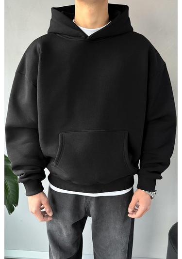 Flaw Basic Oversize Hoodie Siyah Sİyah