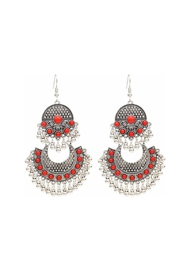 Ganzhoushop Vintage Renk Püskül Pembe Küpeleri Klar Klar Kadınlar Jhumka Gümüş Etnik Beyan Bells Gx El Yapımı Pembe