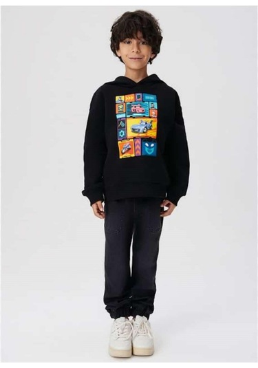 Cars Baskılı Erkek Çocuk Sweatshirt St08164 Siyah