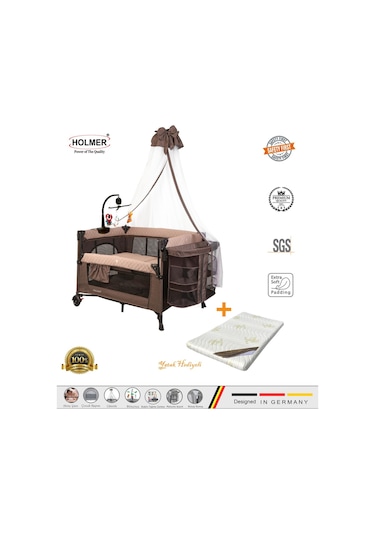 Holmer Yatak Hediyeli Coolstyle Maxi Cibinlikli Dönenceli Anne Yanı Park Yatak 70x110cm + Yatak
