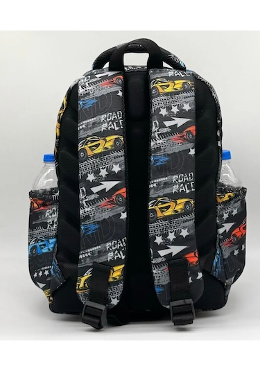 3lü Set Okul Çantası Lüx Erkek Okul Çantası Siyah Araba Gri