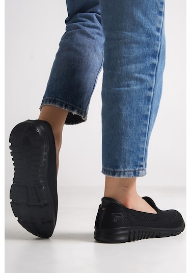 Kadın Fileli Bez Yazlık Spor Babet Siyah