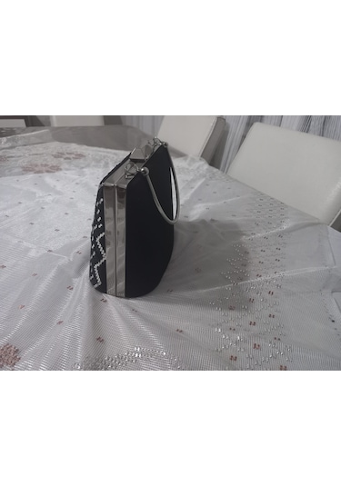 Ttvakum Bomber Abiye Çanta Tel Kırma El İşlemeli Dalgalı Gümüş