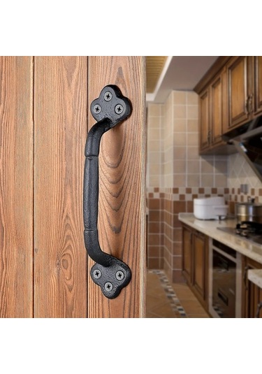 Willowhaven 1 Adet Siyah Vintage Dökme Demir Ahşap Kapı Kolu - Dayanıklı İç Ve Dış Mekan Çekmece Dolap