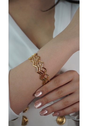 22 Ayar Altın İşçiliksiz Zigzag Bilezik 10 Gr