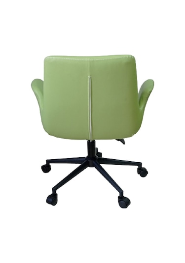 Büro Sandalyesi Siyah Metal Ayaklı Yeşil Renk Suni Deri