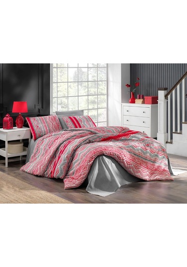 Desenli Çift Kişilik Nevresim Takımı Çok Renkli