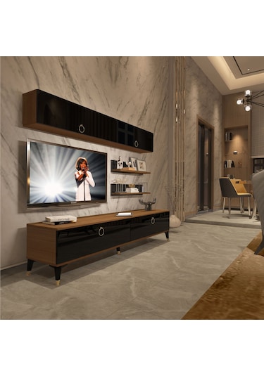 Decoraktiv Eko 5 Mdf Std Gold Tv Ünitesi Tv Sehpası Ceviz - Siyah