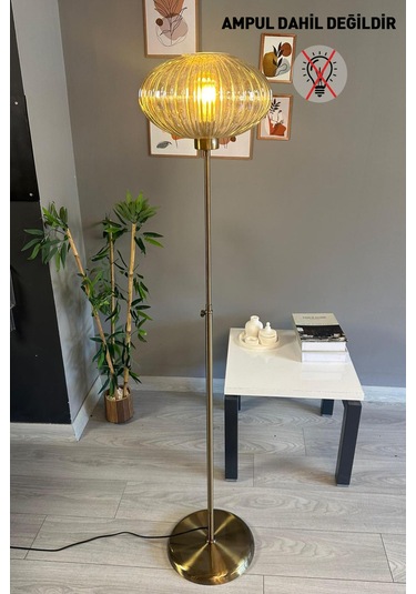 Elegant Bal Cam Lambader Düz İnce Gövde Modern Dekoratif Metal Oturma Odası Zemin Lambası Natural